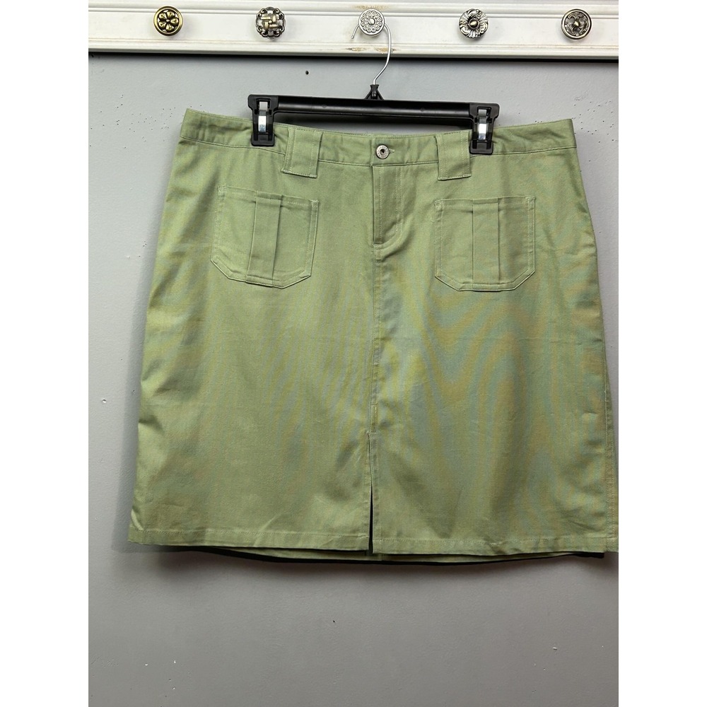 Carolina Blues Skirt Womens 18 Green Stretch Cotton Front Pockets Belt Loops